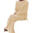 thumbnail image 1 of Innerwin Two Piece Outfits Wide Leg Ladies Lounge Set Holiday Long Sleeve Loose Sweater Sets Apricot M, 1 of 2