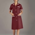 thumbnail image 1 of Tidyack,Great Value,Nurse Lapel Dress, Solid Color Work Dress, Pockets + Button Splicing, Midi Length, For Healthcare Staff, Professional Work Attire, Cotton Blend, Clean Cut, Daily Uniform, 1 of 1