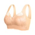thumbnail image 2 of Seamless Pads Wire Free Beauty Back Lady Bra  Lace Net Wide Shoulder Straps Vest Bra Skin Color 3XL, 2 of 13