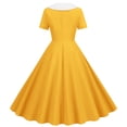 thumbnail image 3 of Babysbule Robe pour Femme 2024 Été Mode Femmes Décontractée Unie Vintage à Manches Courtes à Col en V Robe Mini pour Dames, 3 of 7
