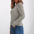 thumbnail image 3 of VINUSLI Womens Plus Tunic Tops Lace Patchwork Ribbed Knit Long Sleeve Sweaters Crewneck Dressy Casual Fall Blouse Gray,S, 3 of 8