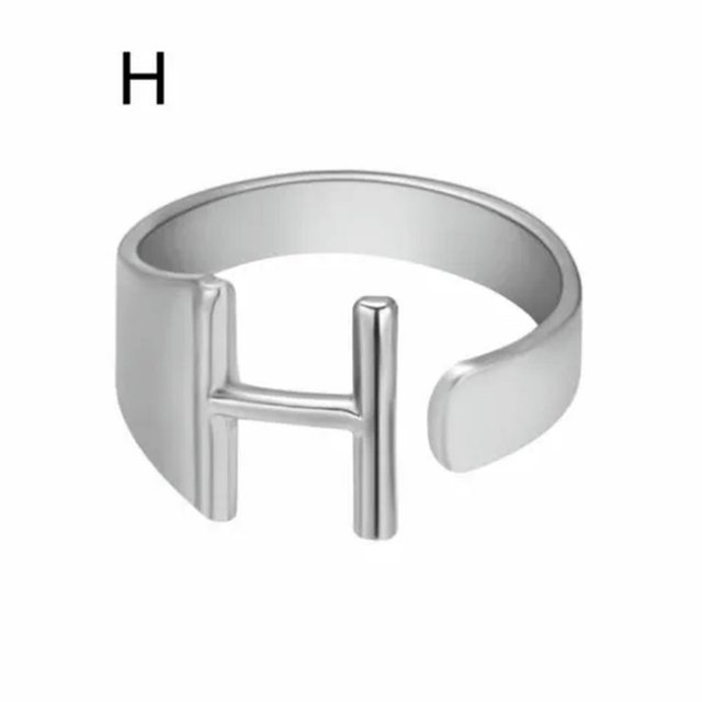 CUITING Fashion Adjustable Initial Alphabet Letter A-Z Ring Finger Rings Women Jewellery-Silver C