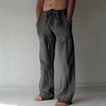 thumbnail image 1 of TIMIFIS Mens Casual Beach Pants Loose Elastic Waist Drawstring Straight Legs Summer Solid Color Cotton and Linen Pants with Pockets - Spring/Summer, 1 of 7
