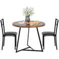 thumbnail image 1 of 3-Piece Dining Table Set for 2, Round Kitchen Table & Upholstered Chairs, Perfect for Small Spaces, Apartments, Studios & Breakfast Nooks - Space-Saving Cozy Seating, Retro, 1 of 9