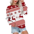 thumbnail image 1 of EGNMCR Chandails à Capuchon pour Femmes, Chandails pour Femmes, Hauts Décontractés de Mode pour Femmes à Manches Longues avec Imprimé de Noël, Col Rond, Couverture, Chandail à Enfiler, Chandails pour Femmes, Blouse, 1 of 4