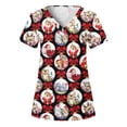 thumbnail image 1 of TIMIFIS Haut de Sarrau Rouge pour Femmes, Haut Cache-Cœur Imprimé de Noël pour les Fêtes, Chemise à Encolure, Bonhomme de Neige, Manches Courtes, Col en V, Tunique d'Infirmière pour le Travail, Blouse d'Uniforme de Travail avec Poches - Rouge Automne/hiver, 1 of 4