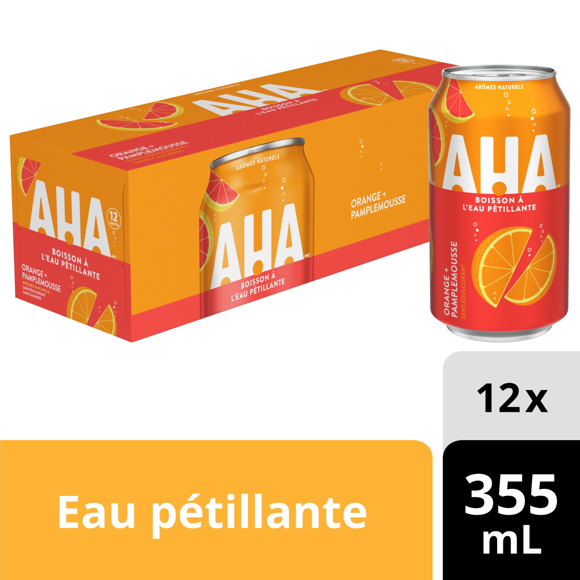 Aha Orange + Pamplemousse Fridge Pack Cannettes, 355 mL, 12 Pack