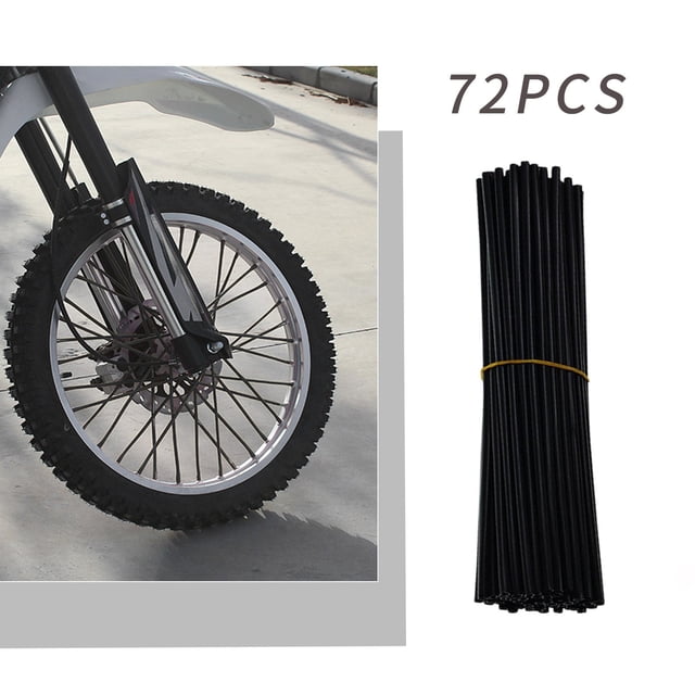 Ensemble de Décoration de Rayons de Roue Noir 72 Pcs Manchon de Décoration de Rayons de Roue Bicyclette Motocyclette Ensemble de Rayons Colorés