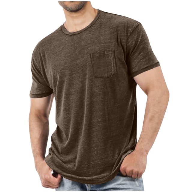 Lmnyox Short Sleeve Crew Neck Basic T Shirt for Men Classic Fashion Summer Shirts Solid Color Casual Pocket Tee