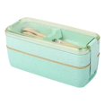 thumbnail image 1 of Wzzjkit Wheatss Straw Lunch Box Transparent Lid Double Layer Plastic Lunch Boxes, 1 of 2