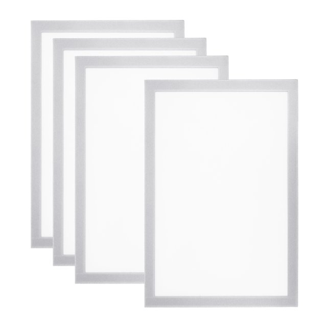 Unique Bargains A4 Magnetic Sign Holder, 4 Pack Magnetic Display Frame Self-Adhesive Picture Frame for Refrigerator, Silvery