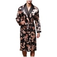 thumbnail image 2 of Gift TIMIFIS Men's Satin Robe Silk Robe Classic Long Bathrobe Lightweight Loungewear Bathrobe V Neck Sleepwear pring/Summer, 2 of 6