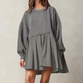thumbnail image 1 of EGNMCR Robes de Fête pour Femmes Mode Chandail Décontracté Surdimensionné pour Femmes Robe à Manches Longues Col Rond Mini-Robes Patchwork pour Dames, 1 of 8