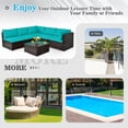 thumbnail image 3 of Patiojoy 6PCS Wicker Patio Sectional Conversation Furniture Set with Coffee Table & Seat Cushions Turquoise, 3 of 6