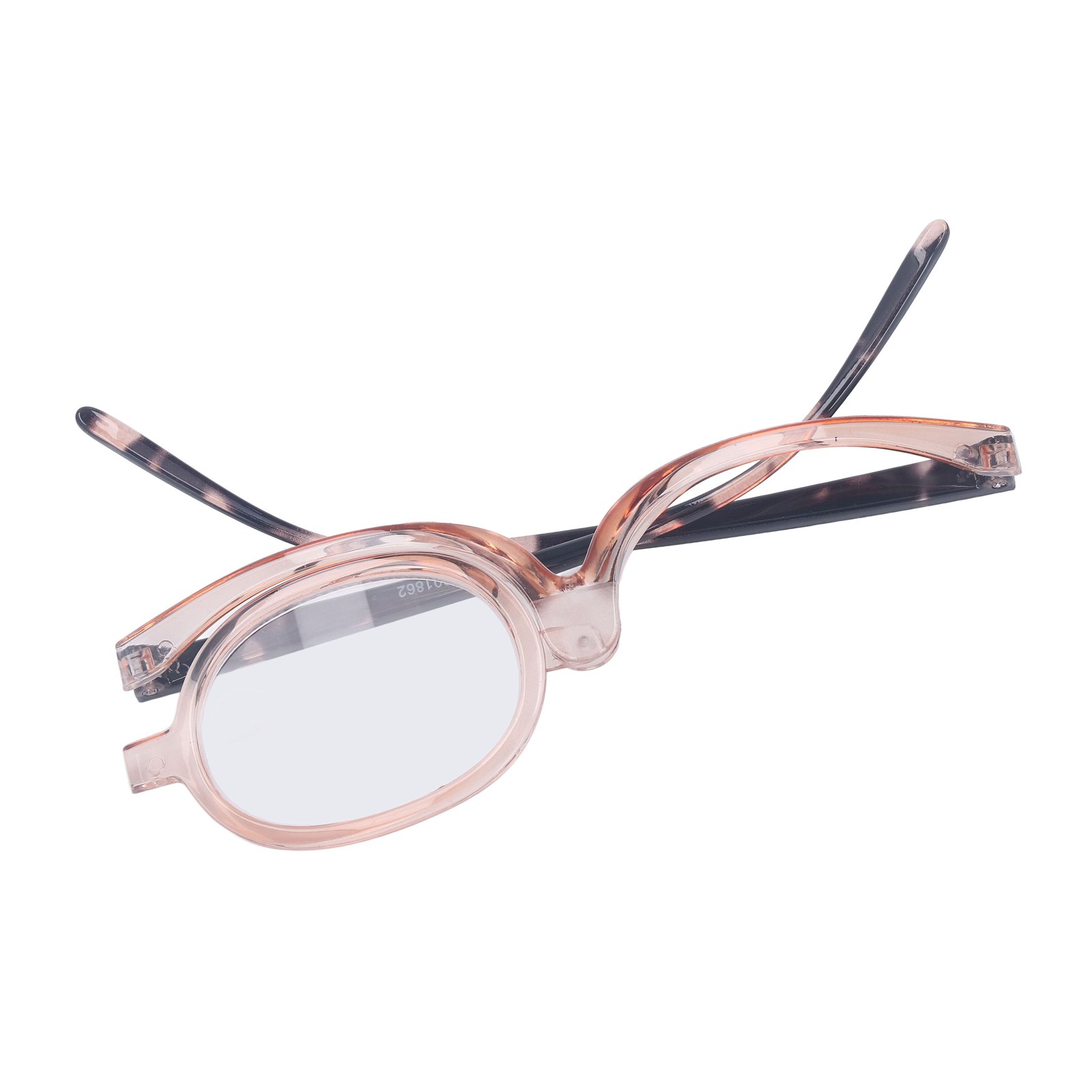 Orange 180 Degree Rotation Makeup Reading Glasses, Rotating Eye Makeup Glasses with Protect Box, Cosmetic Women Reading Glasses for Reading and Make Up