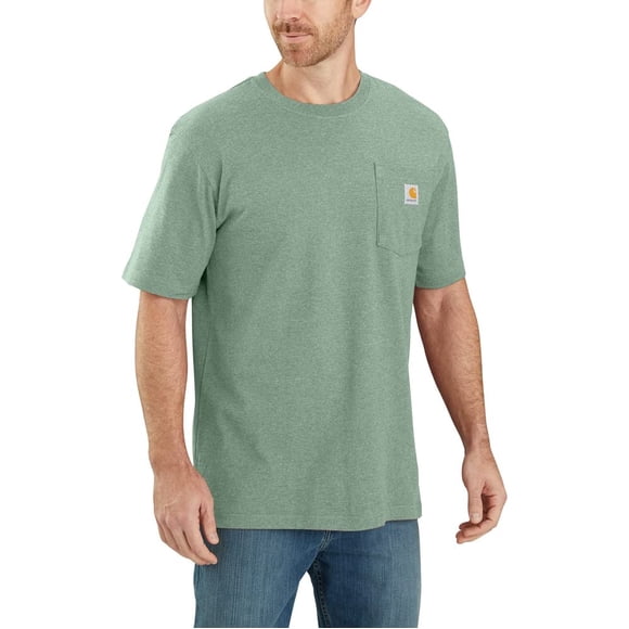 Carhartt Men's Big & Tall Loose Fit Heavyweight Short-Sleeve Pocket T-Shirt, Jade Heather, 4X-Large