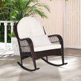 thumbnail image 1 of Costway Patio Wicker Rocking Chair W/Seat Back Cushions & Lumbar Pillow Porch Off White, 1 of 1