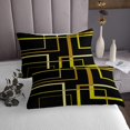 thumbnail image 3 of YST Abstract Geometry Bedspread Queen Size Rectangle Square Quilt Set, Black and Yellow Coverlet Set Modern Minimalist Bedding Set, Aesthetic Bed Cover Kids Teens Room Decor, 3 of 5