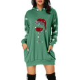 thumbnail image 1 of Kcodviy Femmes Vintage Joyeux Noël Chandail à Capuchon à Fermeture Éclair devant Femmes Robe Imprimée Manches Longues Grande Taille Chandail à Capuchon à Fermeture Éclair Chandails à Capuchon Manches Longues Midi Chandails et Chandails à Capuchon pour Femmes Robes avec Poches, 1 of 5