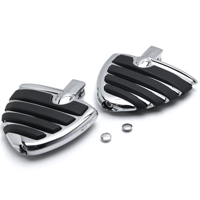 Krator Chrome Motorcycle Wing Foot Pegs Footrests L+R Compatible with Yamaha V-Star Virago 250 All Years Front