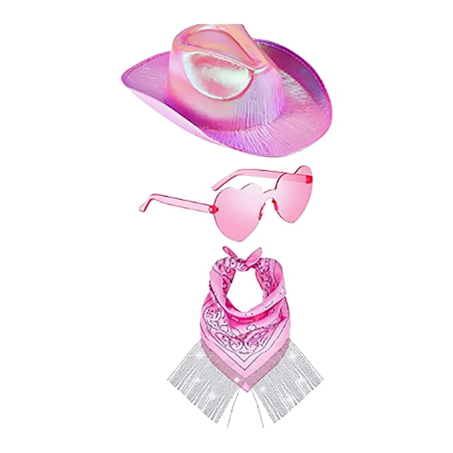 Women's Western Cowboy Hat Scarf Eyeglasses Three Piece Set