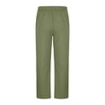 thumbnail image 4 of Army Lime Green Mens Beach Lounge Stretchy Pants for Man Faux Linen Loose Fit Hawaiian Ruched Flare Bell Bottom Tropical Straight Leg Basic Long Bootcut Leg Fall Summer 2025 3XL, 4 of 4