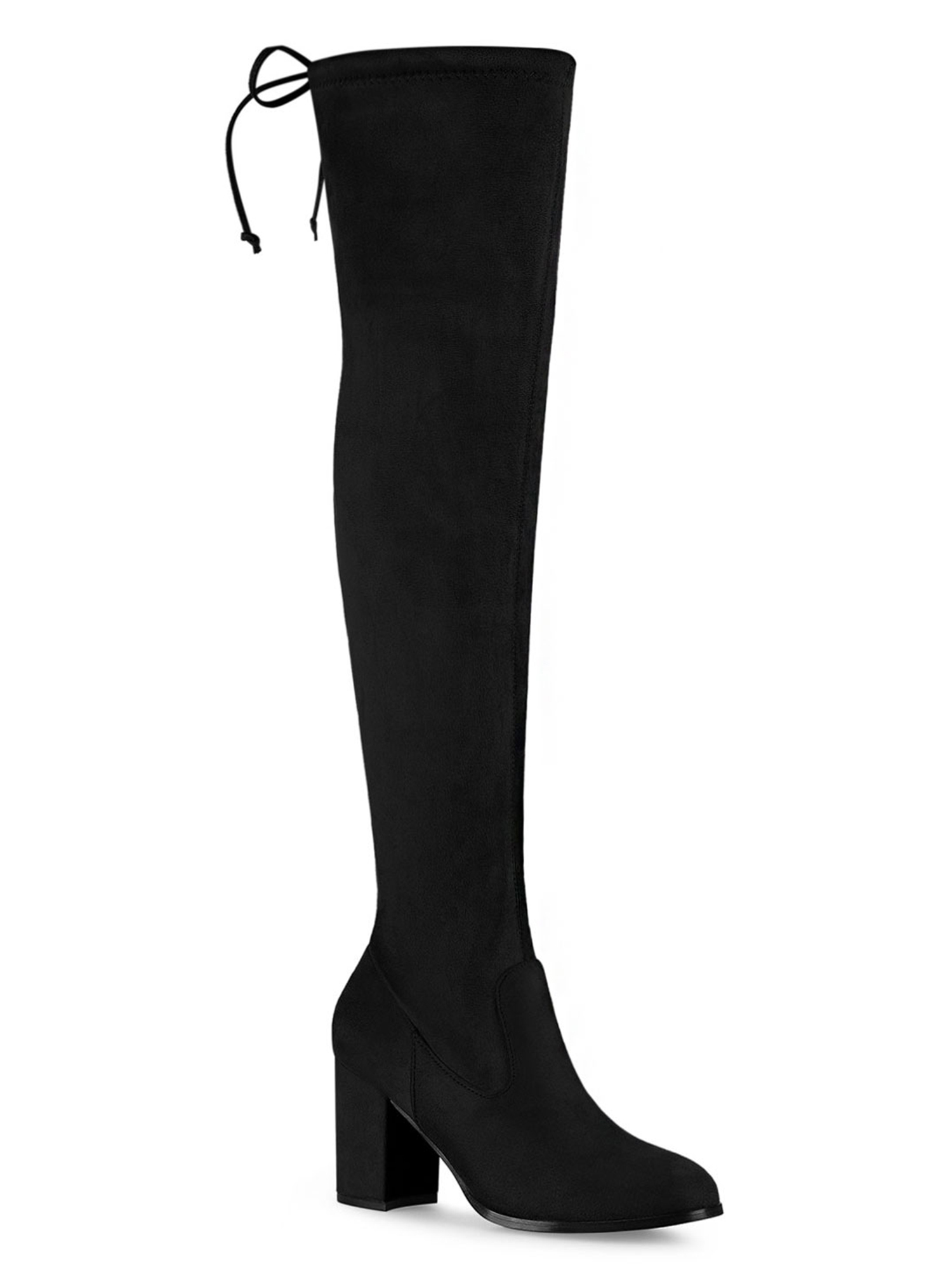 Unique Bargains Women's Round Toe Chunky Heel over The Knee High Boots