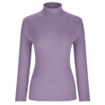 thumbnail image 4 of IROINID Women's Turtleneck Pullover Sweater Solid Color Leisure Short Length Long Sleeve Sweater Tops, 4 of 8