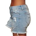 thumbnail image 2 of MAWCLOS Ladies Jean Short  Hem Jeans Solid Color Denim Shorts Sexy Party Pockets Light Blue L, 2 of 3