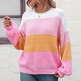 thumbnail image 2 of Yuyuzo Pull de Mode pour les Femmes Col Rond Manches Longues Lanterne Pull-Over Couleur-Bloc Patchwork Ample Tops, 2 of 6
