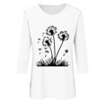 thumbnail image 4 of Plebaso Hauts pour Femmes Manches 3/4 Chemises Décontractées Imprimées Tunique à Col Ras du Cou Hauts Chandails Blouses pour Femmes, 4 of 4