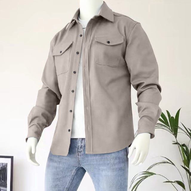 LOVZFMLL Vestes pour Hommes Homme Hiver Manches Longues Boutons Poches Col Rabattu Veste Manteau