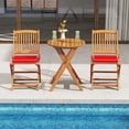 thumbnail image 4 of Costway Outdoor Folding Chairs Set of 4 Acacia Wood High-Back Chair with Seat Cushions Red, 4 of 8