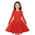 thumbnail image 4 of Rbaofujie Robe à Manches Longues pour Filles en Coton Robes Décontractées Robe Trapèze pour École Fête 4-13 Ans, 4 of 9