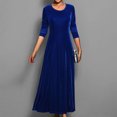 thumbnail image 4 of Kctiaxy Longues Robes pour Femmes Coupe Ajustée Manches Longues Robe d'Hiver en Velours Décontractée Couleur Unie Col Ras du Cou Élégante Fluide Robe Maxi, 4 of 4