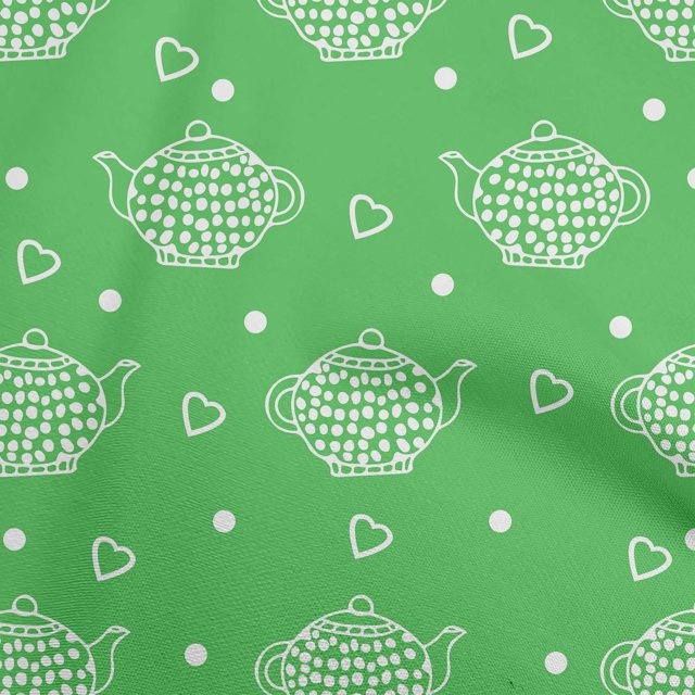 oneOone Georgette Viscose Light Green Fabric Tea Kettle Sewing Craft Projects Fabric Prints By Yard 42 Inch Wide