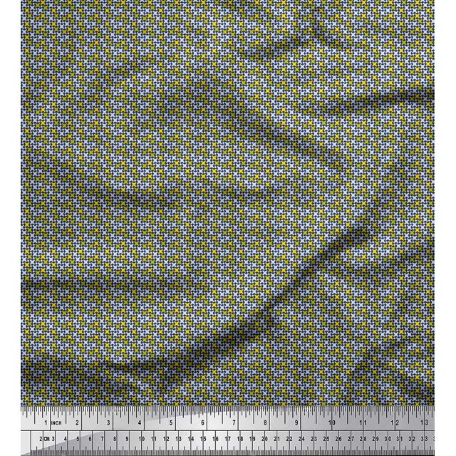 Soimoi Poly Georgette Fabric Diamond & Cross Sign Shirting Print Fabric by Yard 42 Inch Wide