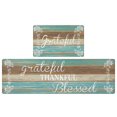 thumbnail image 3 of MeyJey Kitchen Rug Set of 2, Anti Fatigue Kitchen Mat 2 Pieces, Non Skid Waterproof Cushioned Floor Mat and Runner Rug, 17"x28"x0.5"+17"x59"x0.5", Teal/Brown, 3 of 6