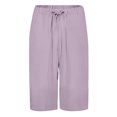 thumbnail image 3 of AherBiu Womens Shorts Casual High Waisted Drawstring Relaxed Fitted Short Summer Knee Length Shorts, 3 of 4
