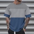 thumbnail image 1 of EQWLJWE Économies du Printemps! Chemise à Blocs de Couleur Homme, Chemise à Blocs de Couleur Bleue Homme, T-Shirt pour Homme à Blocs de Couleur à Manches Courtes Col Rond T-Shirt d'Extérieur, 1 of 5