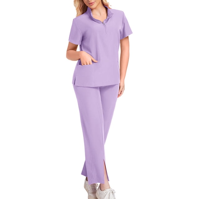 Women's Scrub Set - V-Neck Short-Sleeved Comfortable Workwear Set for Doctors and Nurses