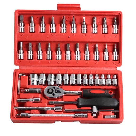 Binwennn 46 Piece Mechanics Tool Set Manual Hardware Kit Socket Set For Automotive And General Machinery Av Toolbox Vs-223 Cmmt12034 11in1 Screwdriver Computer Mat Car Necessities for Teen Girls 31 in