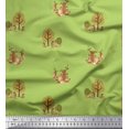 thumbnail image 1 of Soimoi Green Poly Georgette Fabric Tree & Animals Dots Print Fabric by the Yard 52 Inch Wide, 1 of 5