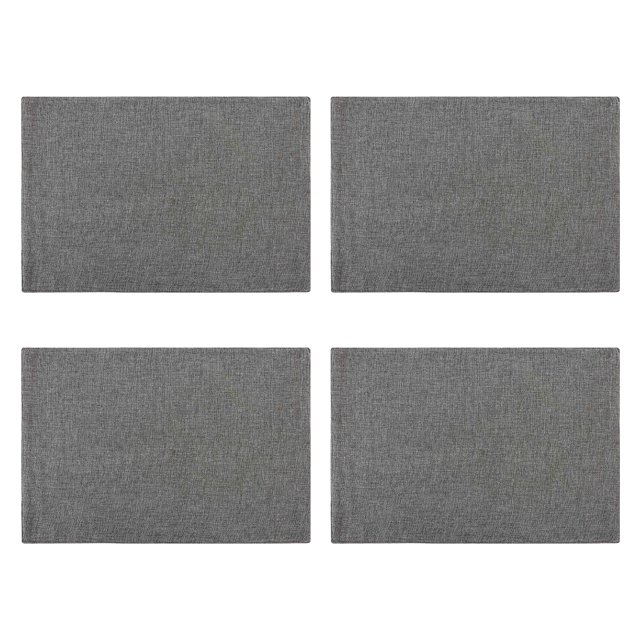 maskred 4 Pcs Napperons en Lin à Double Couche Napperons de Table à Manger Vaisselle Lavable Tapis Résistant aux Taches Maison Gris Foncé