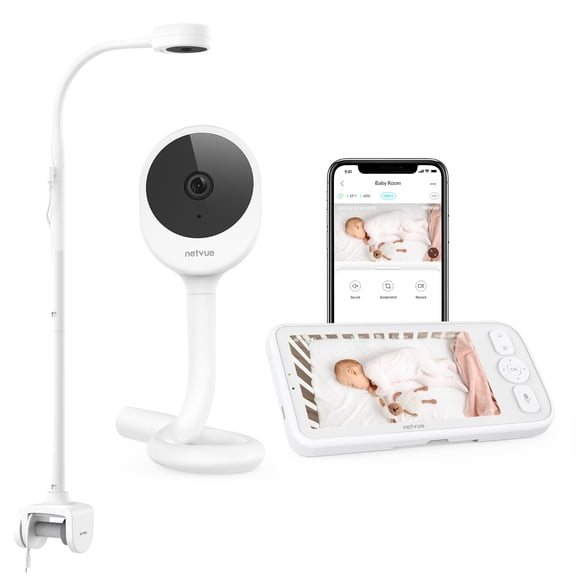 Moniteur pour Bébé avec Caméra et Audio, Netvue Peekababy 1080P HD Moniteurs Vidéo 5 Pouces Caméras de Sécurité