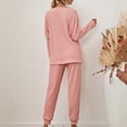 thumbnail image 4 of Mrat Knit Two Piece Outfits for Women Long Sleeve Ribbed Tops Drawstring Pants with Pockets Sweatsuit Set S-2 Pink-a S, 4 of 9