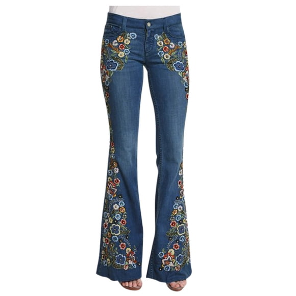 Ketyyh-chn99 Womens Jeans Stretch Pants for Women Fashion Loose Ladies Pocket Washed Denim Trousers Blue,XL