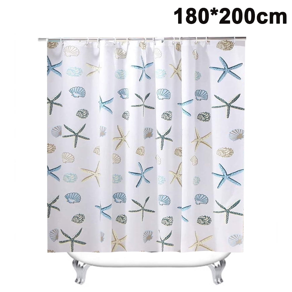 Shower Curtain Eco-Friendly Waterproof Bathroom Curtains Ocean Theme Semi Translucent Shower curtain Liners with Rustproof Grommets and Curtain Hooks
