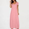 thumbnail image 2 of fatyb Robes Maxi pour Femmes Col Rond Manches Courtes Robes Décontractées Robes T-Shirt Amples pour Femmes P-5TG, 2 of 6