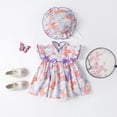 thumbnail image 2 of WEAIXIMIUNG Girls Dresses Size 6/7 Summer Girl Romper Ruffle Fly Sleeve Cute Rabbit Print Baby Dress with Baby Cap, 2 of 4